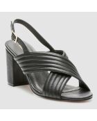 Sandales en Cuir Hilin noires - Talon 7 cm